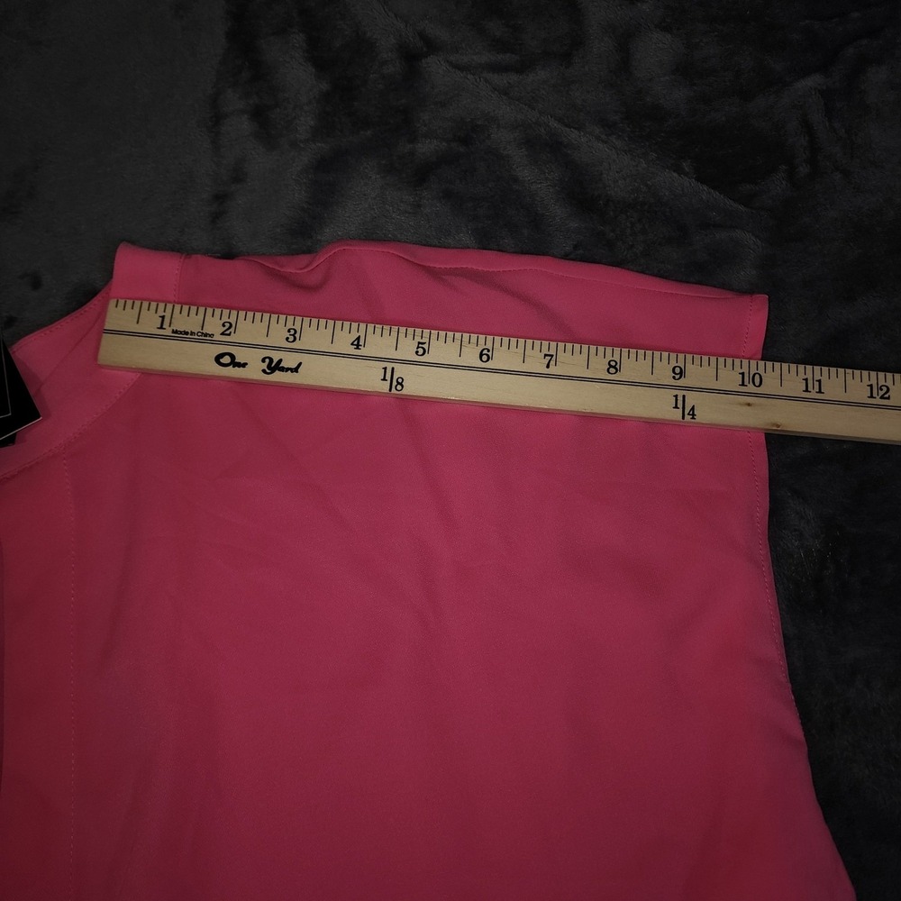 Eloquii Pink Sleeveless Split Neck Blouse Hidden Button Down Top Plus Size 16 - Picture 7 of 12